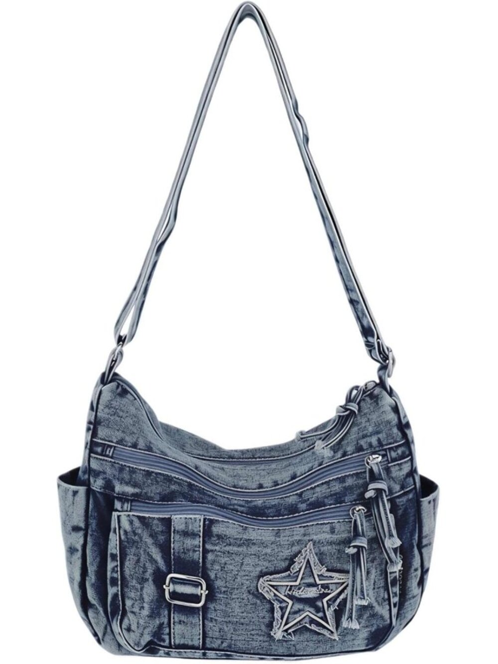Cute Y2K Denim Crossbody Bag | Vintage Grunge Purse with Multi Pockets